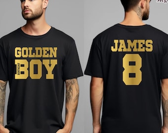 Golden Birthday Boy Shirt,Custom Age And Name Birthday Boy Front Back Shirt,Birthday Boy Outfit,Custom Birthday Party Tees,Birthday Boy Gift