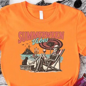 Summerween Vibes Shirt, Summerween Skeleton Shirt, Spooky Summer Tee, Summer Halloween Shirt, Summer Ghost Shirt,Girly Summer Halloween Gift