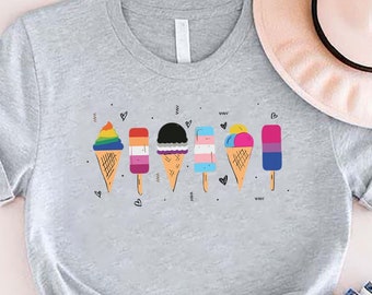 Gay Pride Ice Cream LGBTQ Pride Month Subtle Gay Queer Lesbian Shirt, Ice Cream Pride Tee, Gay Rainbow Shirt, Ally Colorful Ice Cream Tee