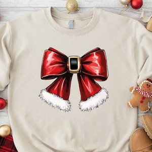 Christmas Bow Sweatshirt, Red Coquette Bow Christmas Sweater, Holiday Bow Shirt, Christmas Matching Tee,Bow Sweatshirt,Christmas Gifts Ideas