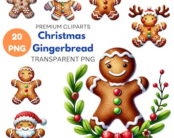 Weihnachtliche Lebkuchen Clipart: Plätzchen Graphik (PNG, 300 DPI)