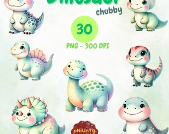 Watercolor Dinosaur Clipart – Dino PNG Illustrations (Digital Download)