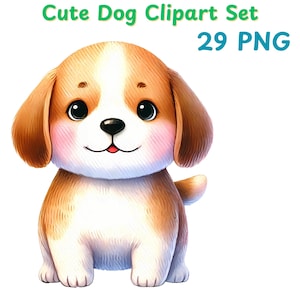 Watercolor Cute Dog Clipart , Cute puppy, Cartoon Dog, Pet Lovers, Puppy Illustrations, Sublimation Designs, Nursery Decor, Instant Download