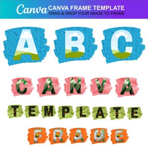 Custom Alphabet Canva Frame Template, Editable Letter Frames for DIY Designs, Perfect for Scrapbooking and Personalized Projects