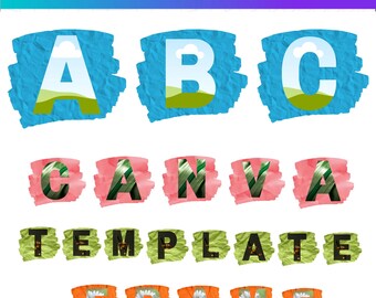 Szablon ramki na płótnie z alfabetem: litery do scrapbookingu DIY (do pobrania w wersji cyfrowej)