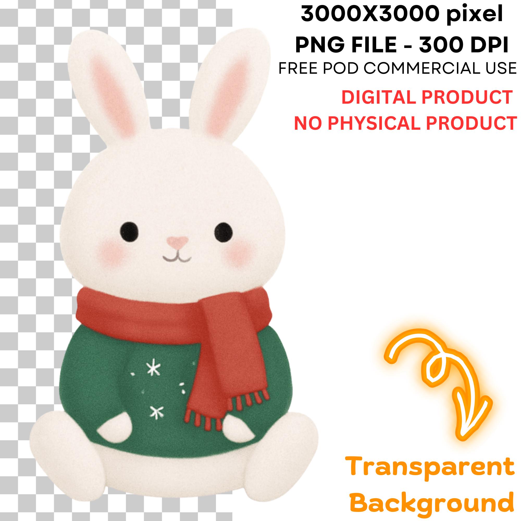 Christmas Bunny Clipart Set: Kawaii Holiday PNG Images (digital ...
