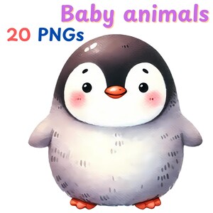 Baby Tier Clipart Sammlung, niedliche Cartoon Tiere PNG Bundle für Kinderzimmer Dekor, Babyparty Einladungen, Sublimation Crafting Designs