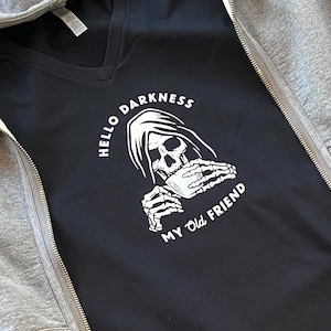 Men’s Halloween T-shirt, Hello Darkness My Old Friend