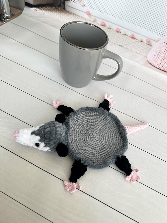 CROCHET PATTERN Opossum Toy Cup Holder Opossum Coaster Beermat