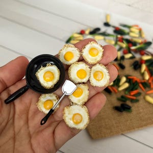 Miniature Eggs 1:6 Miniature food Miniature fried egg Miniature scrambled egg Realistic miniatures food for dolls Dollhouse miniatures