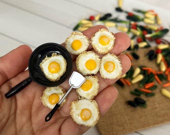 Miniatuureieren 1:6 miniatuurvoedsel miniatuur gebakken ei Miniatuur roerei Realistische miniaturen voedsel voor poppen Poppenhuisminiaturen
