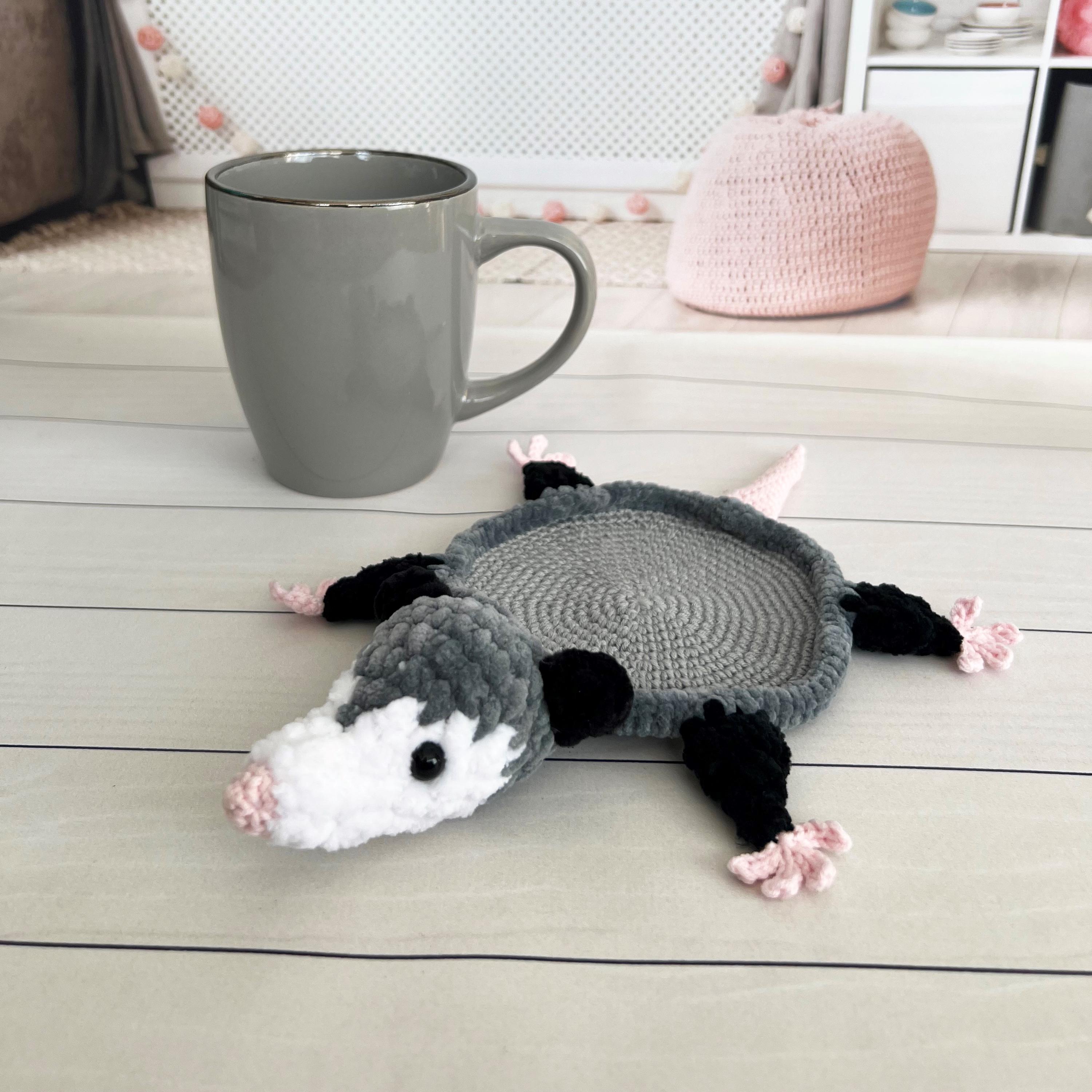 CROCHET PATTERN Opossum Toy Cup Holder Opossum Coaster Beermat