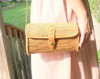 Borsa a tracolla in rattan - borsa Bali - pochette in rattan - borsa da spiaggia - borsa estiva - borsa boho - borsa intrecciata - borsa a tracolla - regalo per la festa della mamma