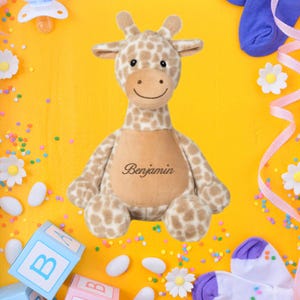 Personalised Giraffe Plush Toy – Custom Name Embroidered Soft Toy – Baby Shower Gift – Nursery Keepsake, Nursery decore, New baby arrivals