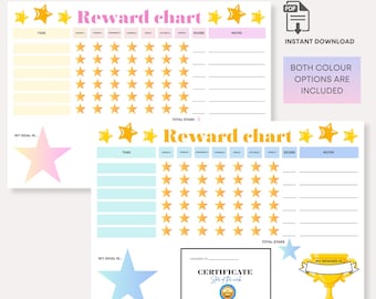 Kids Chore Chart Printable | Star Chart, Task Tracker (Digital Download)