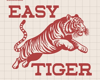 Easy Tiger SVG: Retro Roaring Animal Graphic (Digital Download)