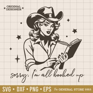 All Booked Up svg / Buch-shirt für sie / Cowgirl svg / Lesezeichen / digitaler Download / Buchsüchtige / Buch-Shirt-Design / Cricut-Datei Png