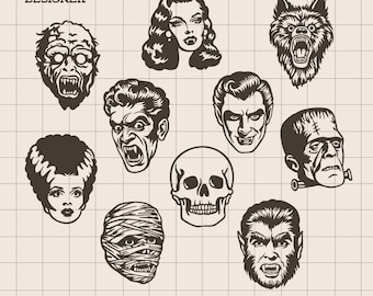 Classic Horror Svg / Dracula Svg / Monster Svg / Halloween Shirt / Spooky Season / Frankenstein Svg / Vintage Horror / Retro Halloween / Png