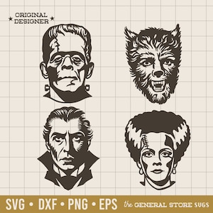 Svg de terror clásico / Svg de Drácula / Svg de monstruo / Camiseta de Halloween / Temporada espeluznante / Svg de Frankenstein / Horror vintage / Halloween retro / Png