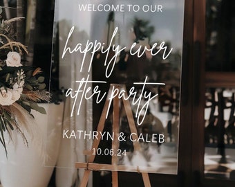Happily Ever After Party Welcome Sign, Minimalist Wedding Welcome Sign, Welcome To Our Wedding Sign, Happily Ever After Party Welcome Sign