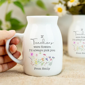 Jarrón de flores personalizado para profesores, regalo de agradecimiento, regalo de fin de curso, regalo de fin de curso.