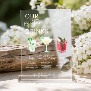 Our Signature Drink Sign,Signature Cocktail Sign,Minimalist Wedding Bar Sign,Signature Cocktail Acrylic Sign, Wedding Bar Menu,Wedding Decor