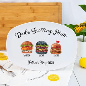 Custom Grilling Plate for Daddy, Fathers Day Gifts for Dad, Daddy&#39;s Grilling Plate, Gifts for Father, Gifts for Grandpa,Dad Gifts from Kids