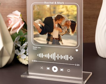 Custom Music Photo Plaque, Photo Music Sign, Song Acrylic Plaque, Birthday Gifts,Bedroom Decor,Gift for Her,Valentines Day Gift,Wedding Gift