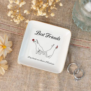 Custom Friendship Gifts,Birth Flower Trinket Dish,Personalized Birth Flower Jewelry Dish,Birthday Gifts,Gift for Besties,Best Friends Gifts