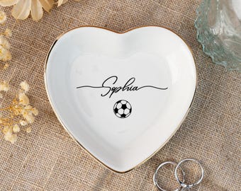 Plato personalizado para objetos de fútbol, regalos de fútbol para chicas, regalos para jugadoras de fútbol de último año, regalos para equipos de fútbol, regalos de cumpleaños, regalos para jugadoras de fútbol