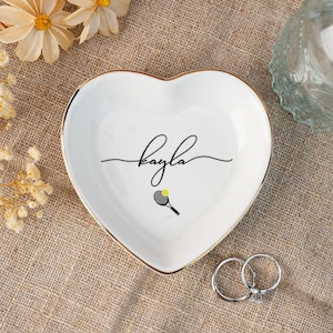 Personalized Tennis Trinket Dish,Tennis Jewelry Dish,Tennis Team Gifts for Girls,Birthday Gift for Daughter,Senior Gifts,Tennis Coach Gifts