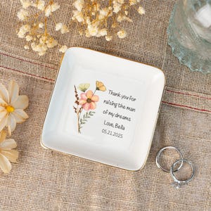 Mother of Groom Gifts,Mothers Jewelry Dish,Wedding Gifts for Mother of Groom, Mother in Law Gifts,Thank You For Raising The Man, Bonus Mom