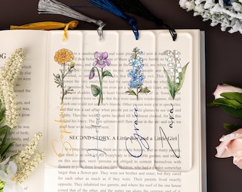 Marque-page fleur de naissance unique, marque-page floral personnalisé pour femme, cadeau marque-page, cadeau de demoiselle d'honneur, cadeau d'amis, cadeaux de fête des mères
