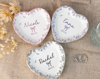 Benutzerdefinierte Beste Freunde Schmuckschale, Bestie Trinket Schale, Beste Freunde Geschenke, Toile De Jouy Schmuckschale, Brautjungfer Geschenke, Geschenke für BBF