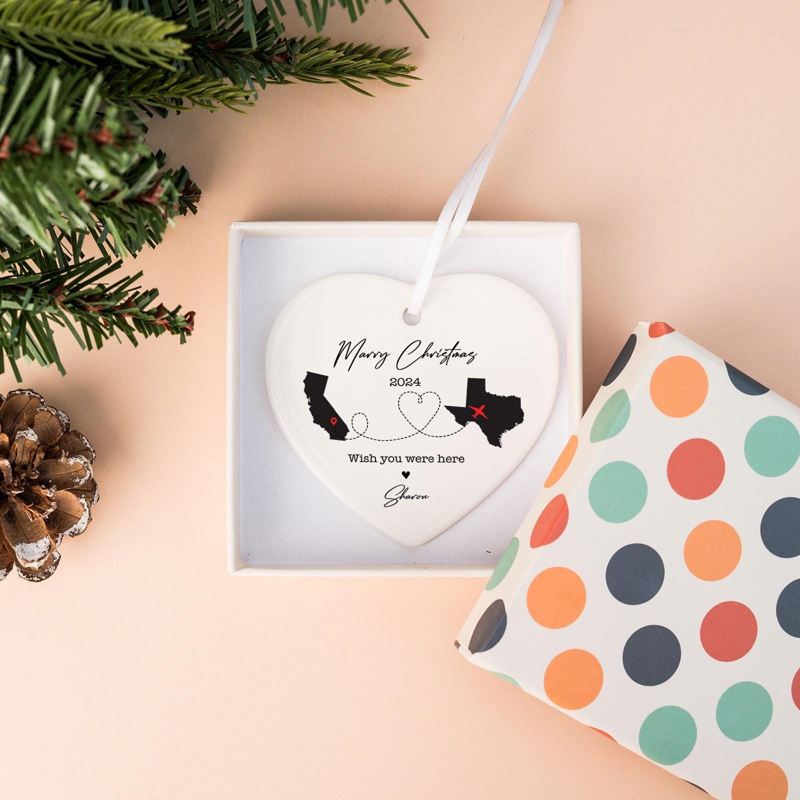 Long Dstance Love Ornament Unted States Ornament USA Map And - Etsy