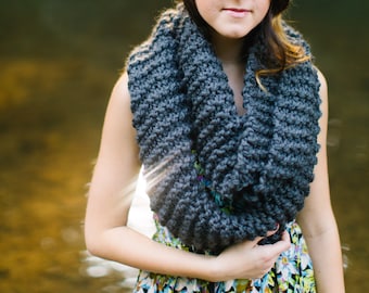 KNITTING PATTERN Extra Long Infinity Scarf //PDF Wrapped Snood Cowl Scarf Pattern