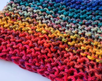 Variagated Rainbow Circle Cowl // Handknit Infinity Scarf // Ready to Ship Made in STL