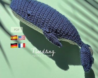 Crochet whale pattern, Whale Crochet Pattern, Häkelanleitung für einen Buckelwal auf Deutsch, Patron de baleine à bosse au crochet.