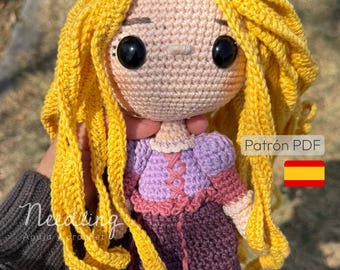 Rapunzel amigurumi pattern, Disney doll in Spanish