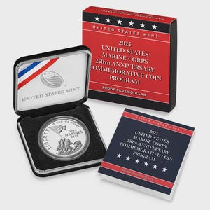 2025 U.S. Marine Corps 250th Anniversary 2025 Proof Silver Dollar POA w box