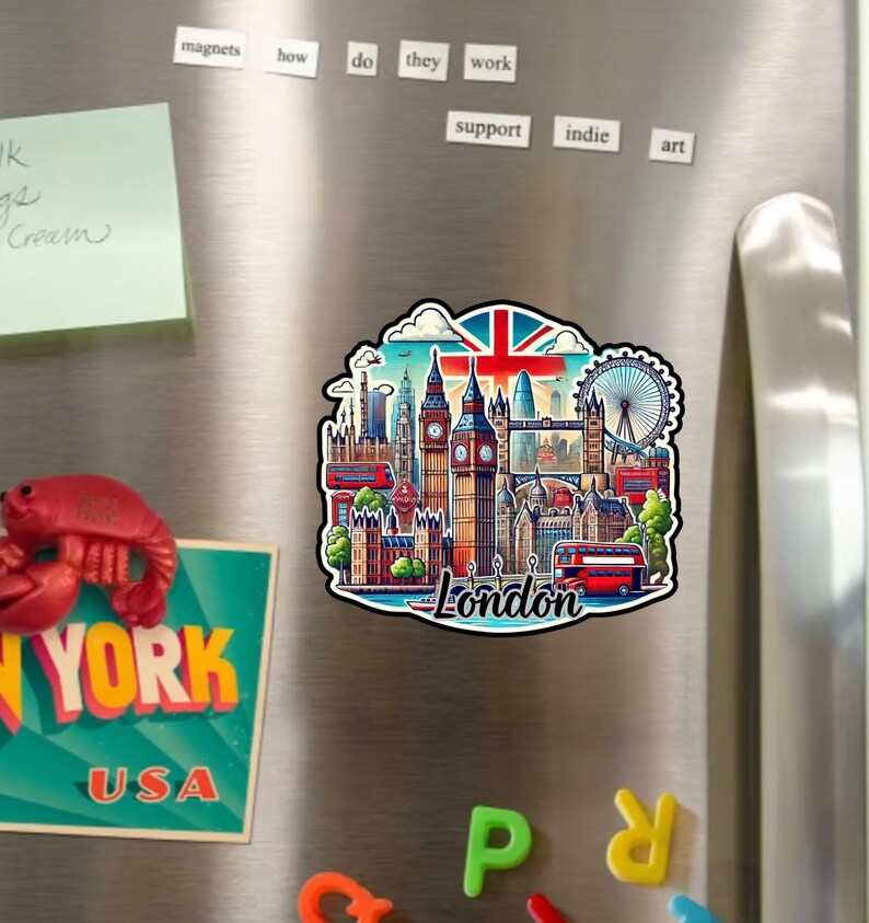 London UK Fridge Magnet or Laptop Sticker - Etsy