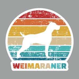 Weimaraner Dog Retro Art Fridge Magnet or Laptop Sticker
