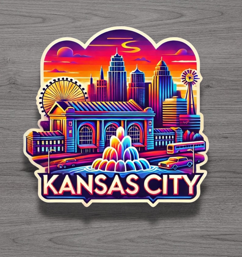 Aimant de réfrigérateur ou autocollant d'ordinateur portable Kansas City image 1