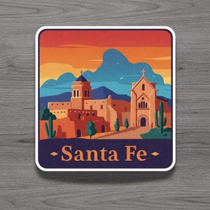 Santa Fe New Mexico Fridge Magnet or Laptop Sticker