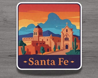 Santa Fe New Mexico Fridge Magnet or Laptop Sticker
