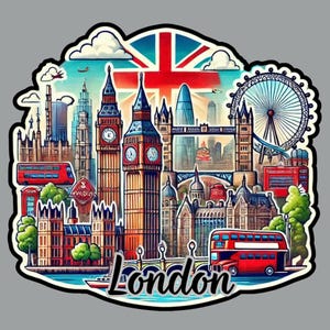 London UK Fridge Magnet or Laptop Sticker