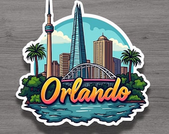 Imán para nevera o pegatina para portátil de Orlando, Florida