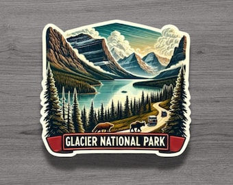 Aimant de réfrigérateur ou autocollant pour ordinateur portable Glacier National Park