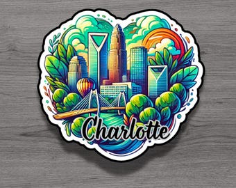 Charlotte North Carolina Fridge Magnet or Laptop Sticker