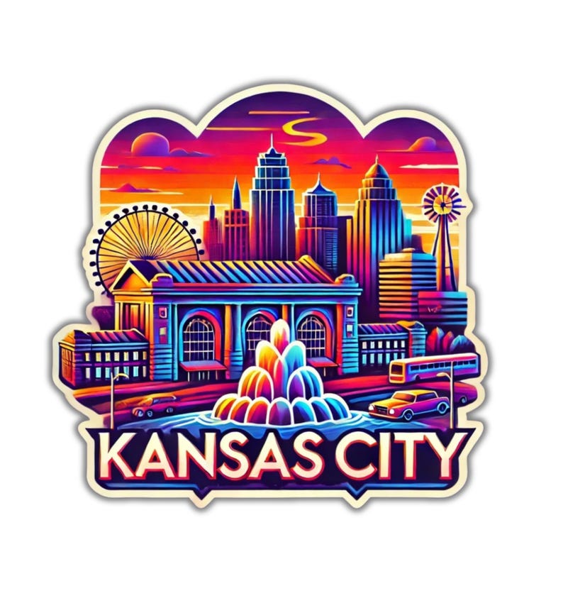 Aimant de réfrigérateur ou autocollant d'ordinateur portable Kansas City image 5